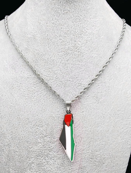 Palestine flag necklace with rope chain