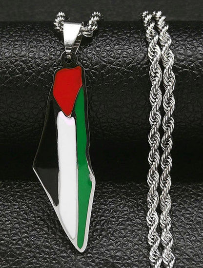 Palestine flag necklace with rope chain